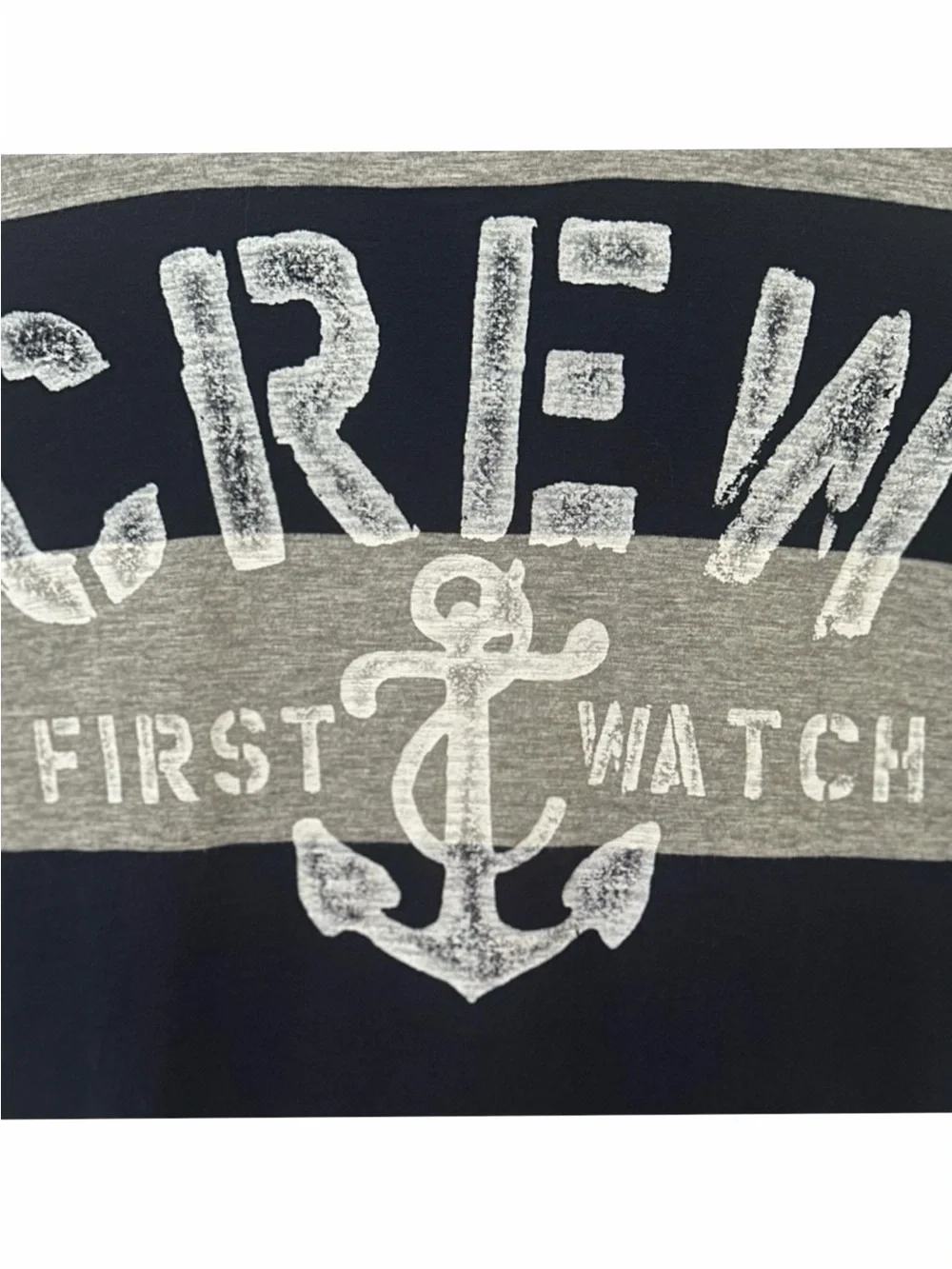 Gap Navy and Grey “Crew” Graphic Print Short Sleeve Henley Tee Size Medium